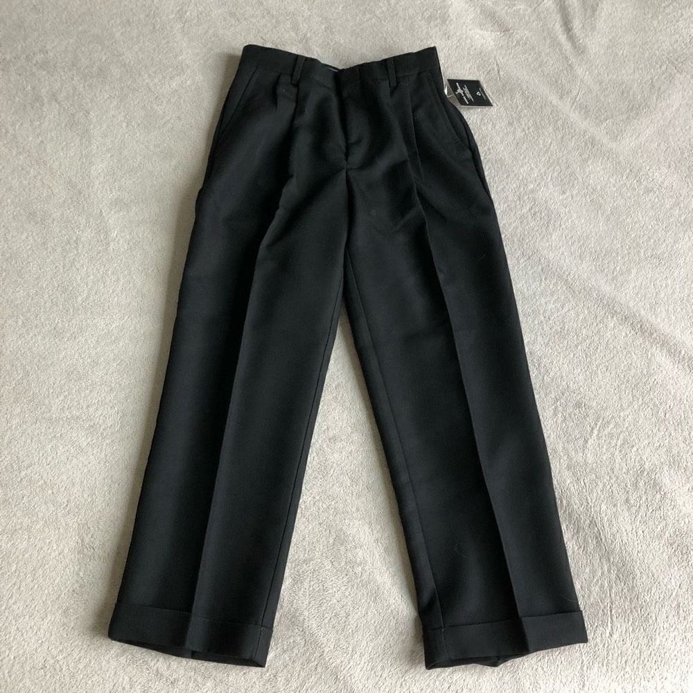 Claiborne Boys Gabardine Pleated Black Dress Pants